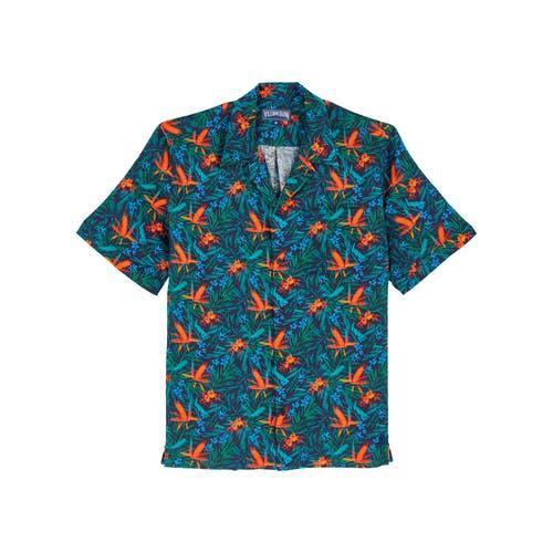 Mens Tropical Flowers Linen Camp Shirt Product Image