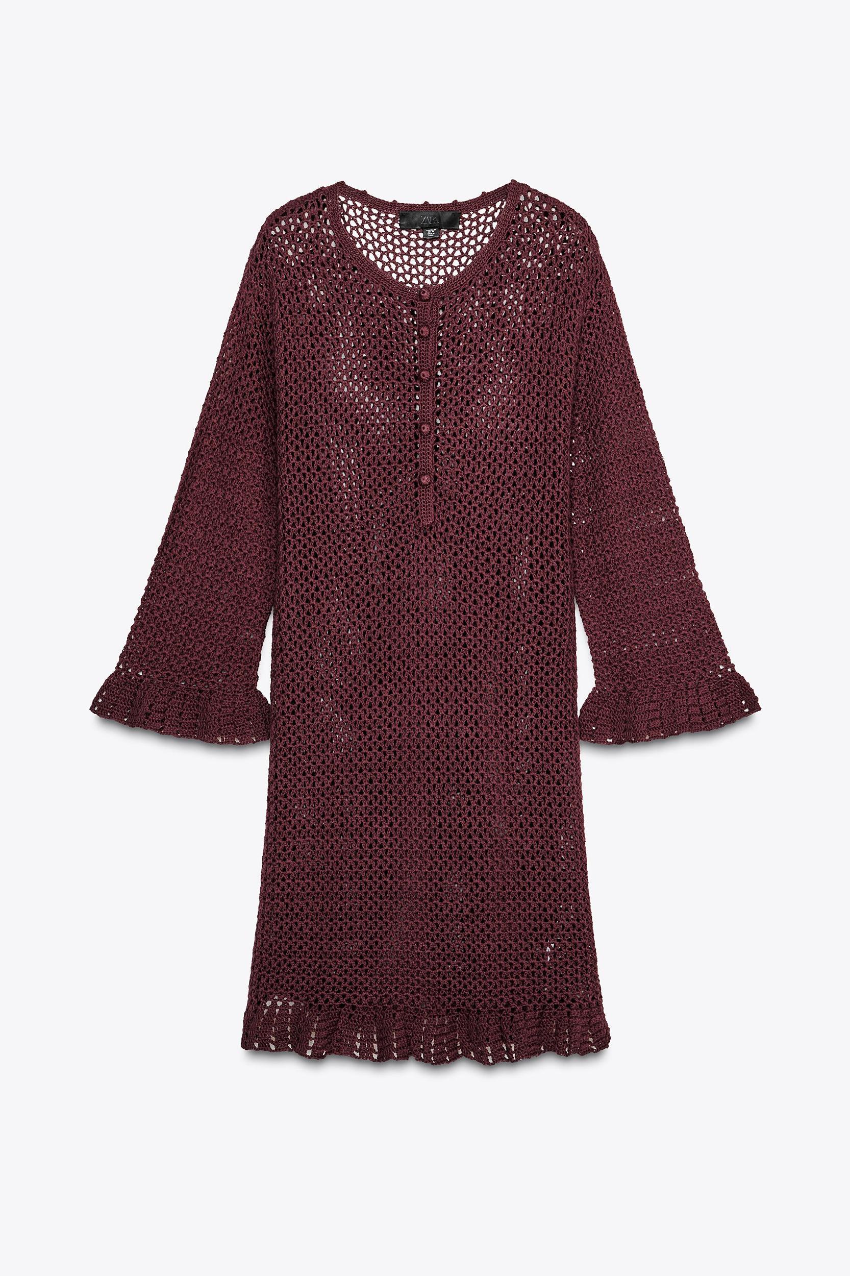 CROCHET KNIT MINI DRESS Product Image