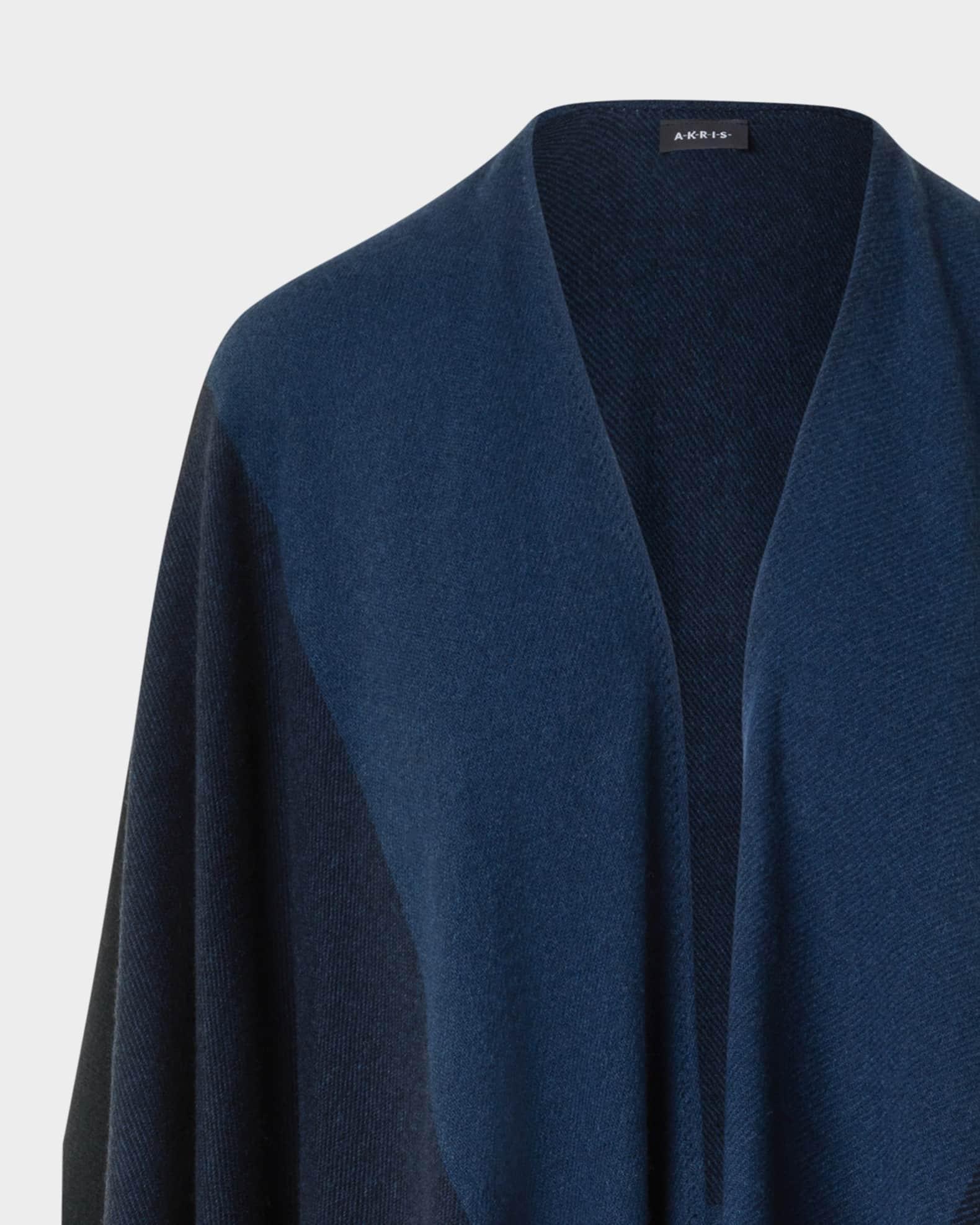 Check Wool-Cashmere Fringed Cape Scarf Product Image