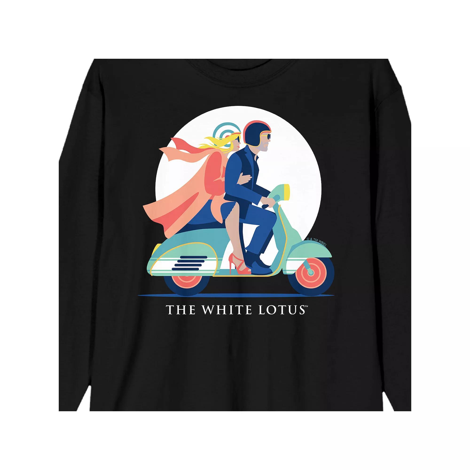 Men's White Lotus Couple Riding Graphic Tee, Size: Large, Black Product Image