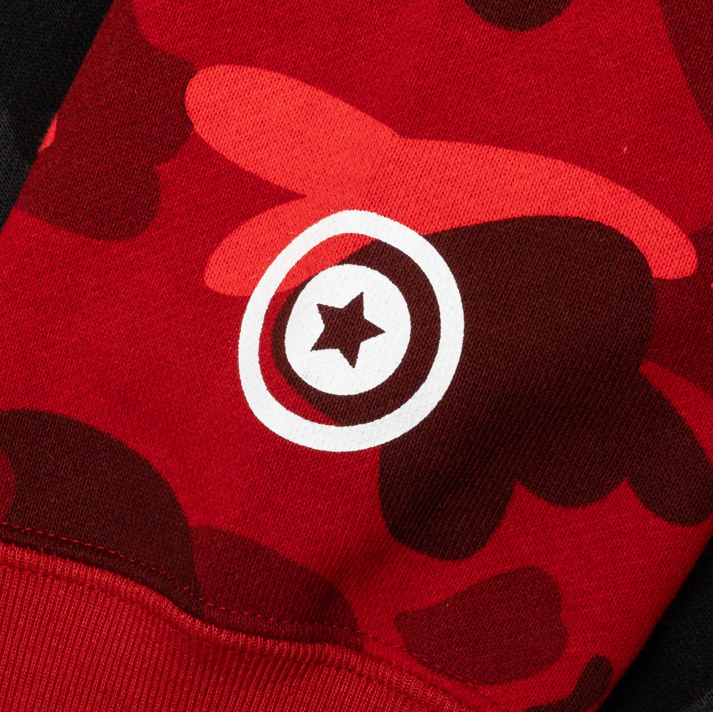 Color Camo Separate Shark Full Zip Hoodie - Red/Black Male Product Image