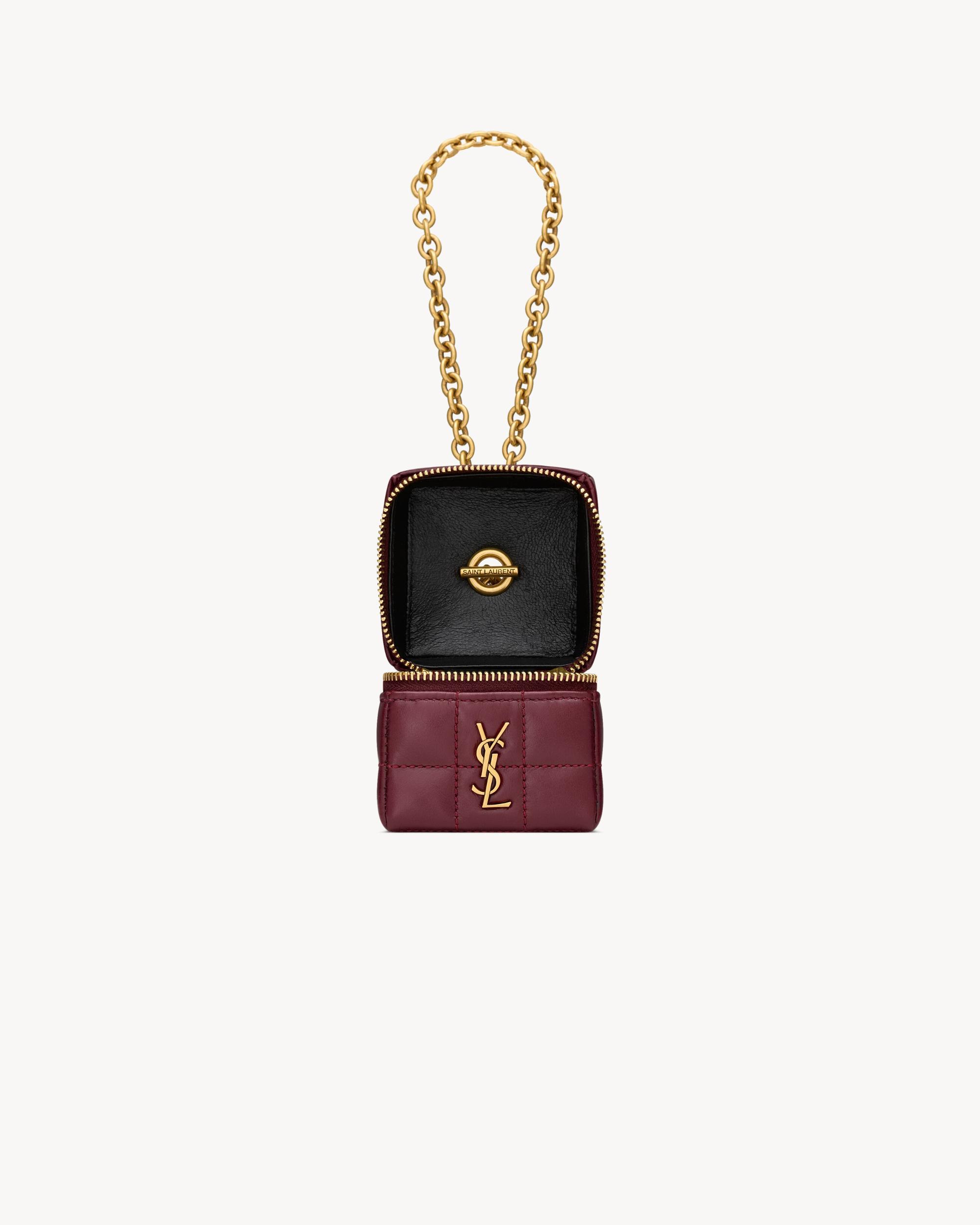 CASSANDRE MATELASSÉ CARRÉ mini cube on chain in shiny leather Product Image