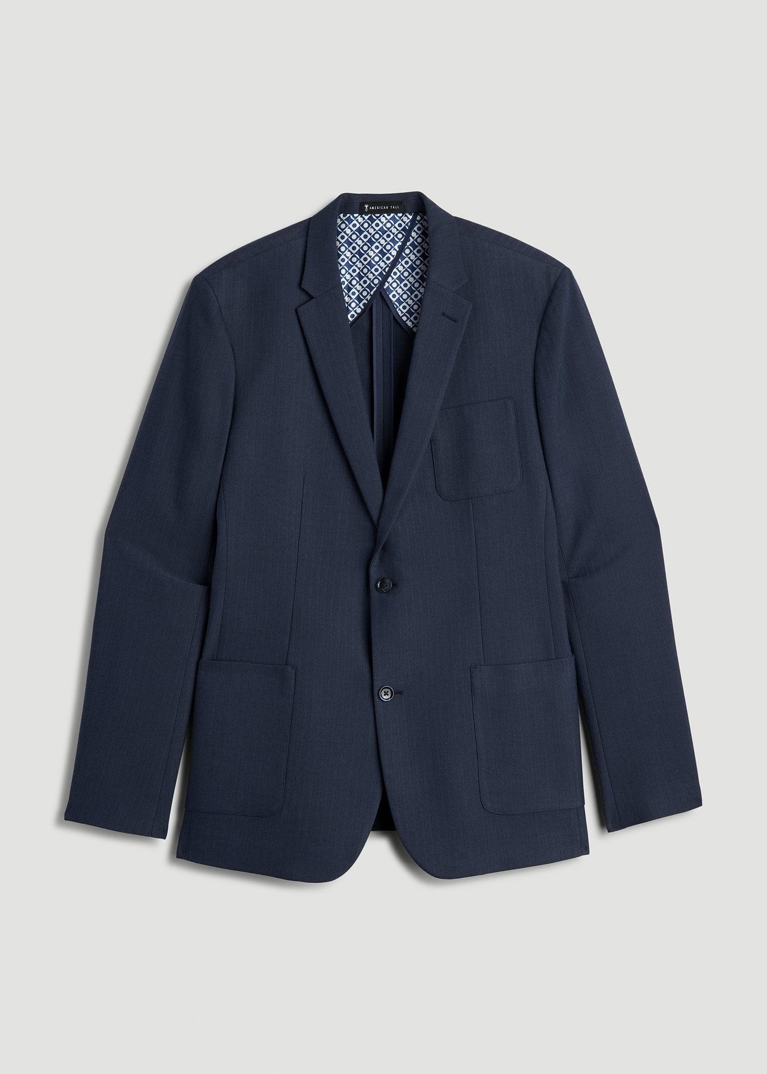 Men's Tall Core Blazer in Navy Blue Herringbone Product Image