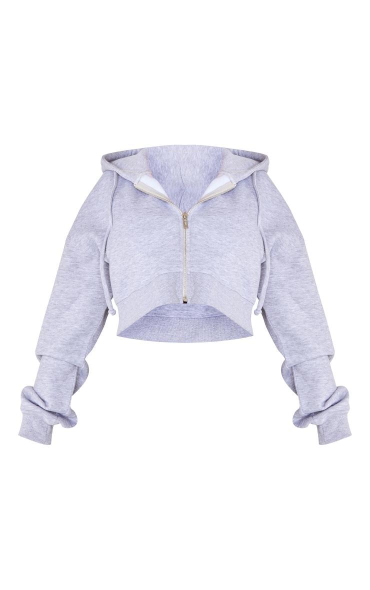 Shape Grey Marl Zip Front Long Sleeve Cropped Hoodie Product Image