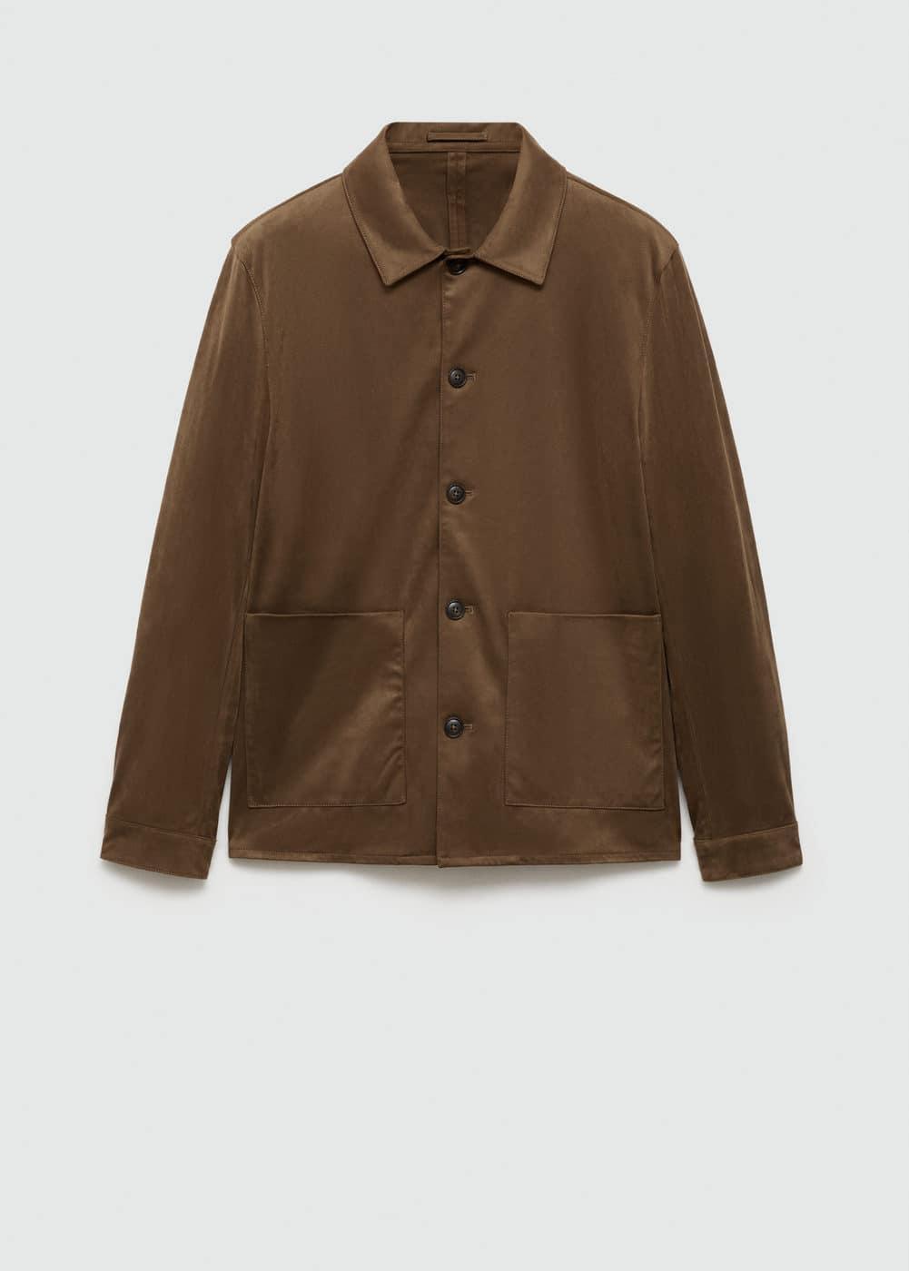 Suede effect overshirt with pockets - Men | MANGO USA Product Image