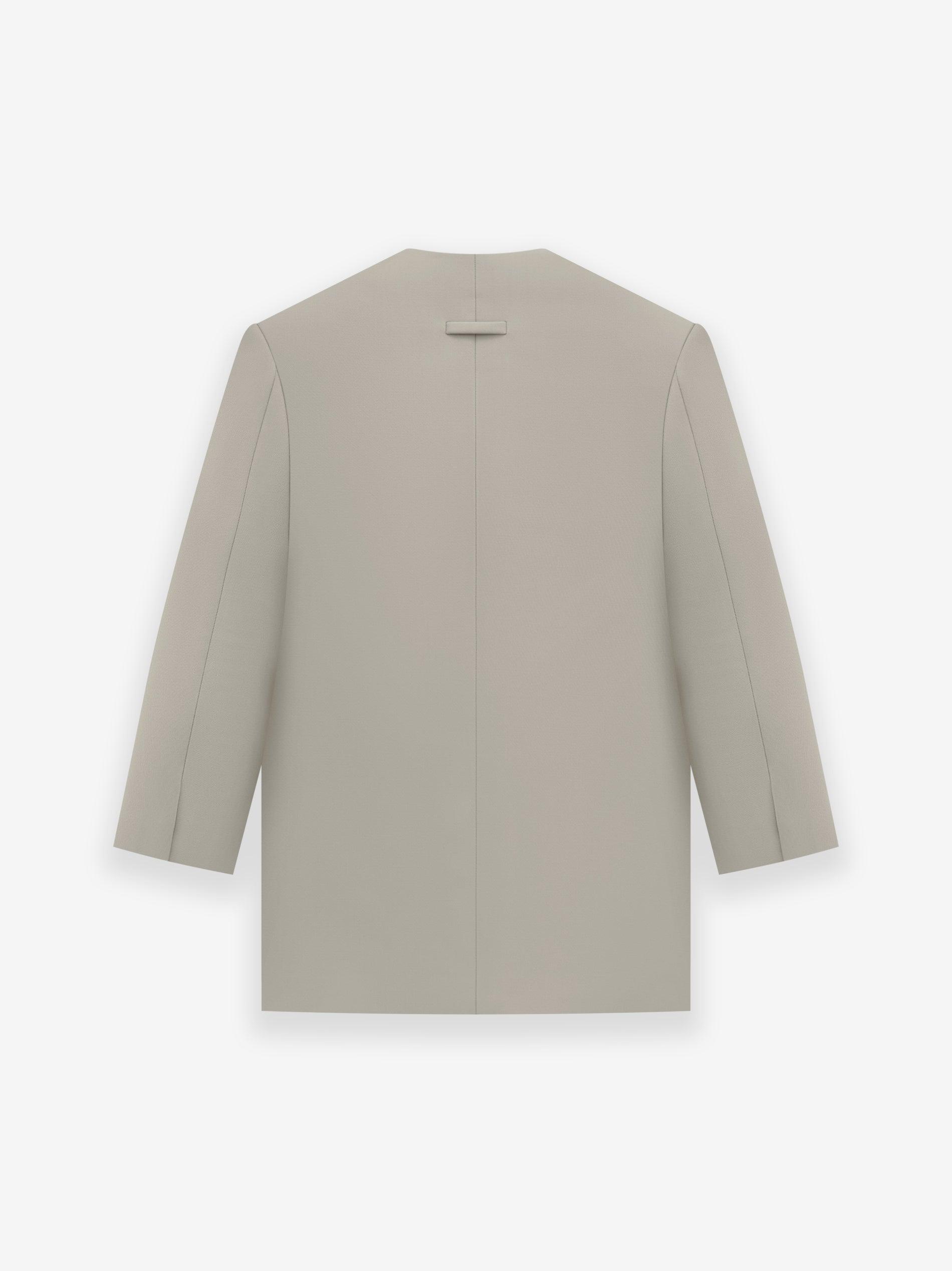 Wool Gabardine Lapelless Suit Jacket Product Image