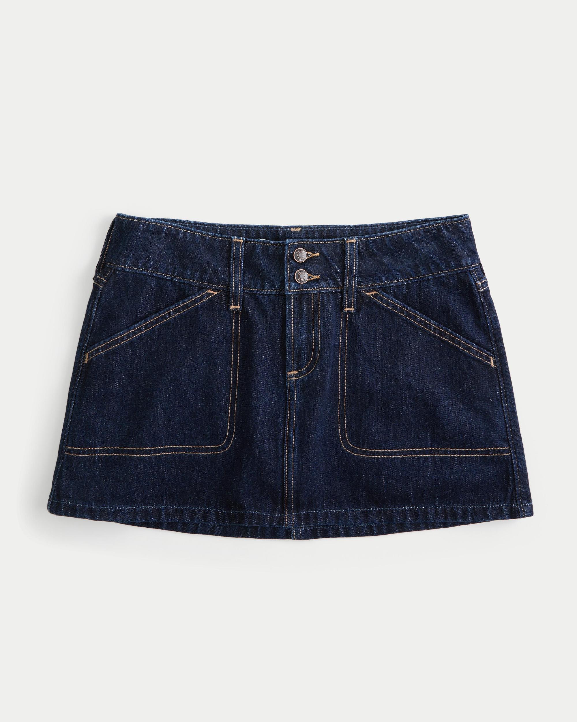 Low-Rise Y2K Chop Pocket Denim Mini Skort Product Image