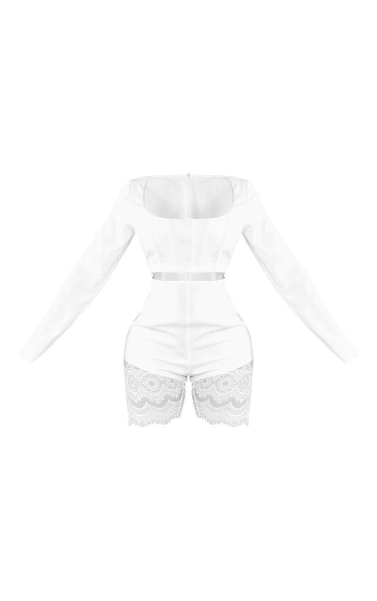 Shape White Corset Under Bust Lace Trim Unitard Product Image
