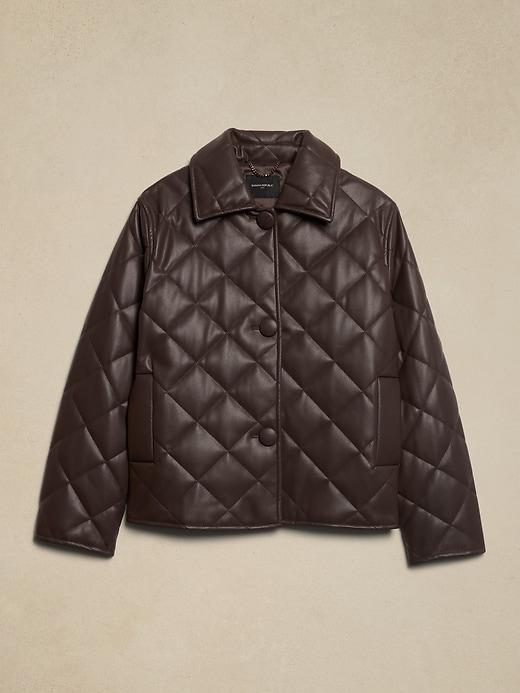 Vegan Leather Quilted Jacket Product Image
