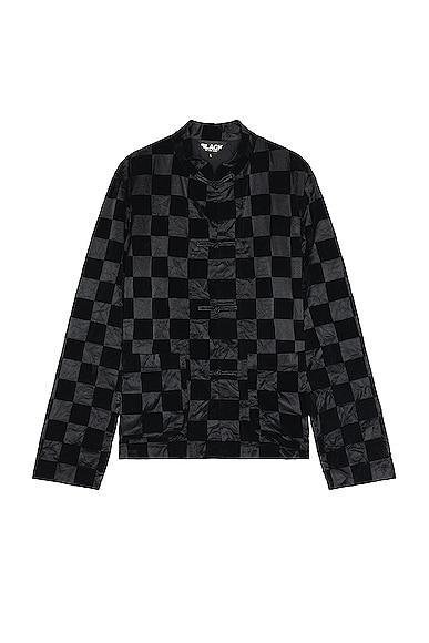COMME des GARCONS BLACK Checkered Flock Jacket in Black Product Image