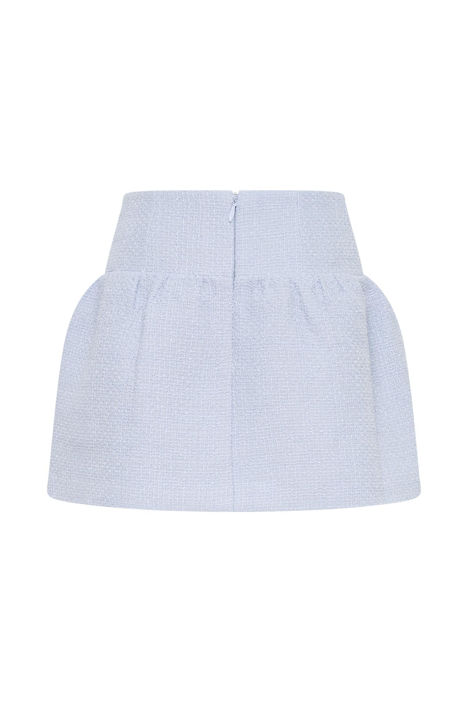 Cyrus Gathered Boucle Mini Skirt - Sky Blue Product Image