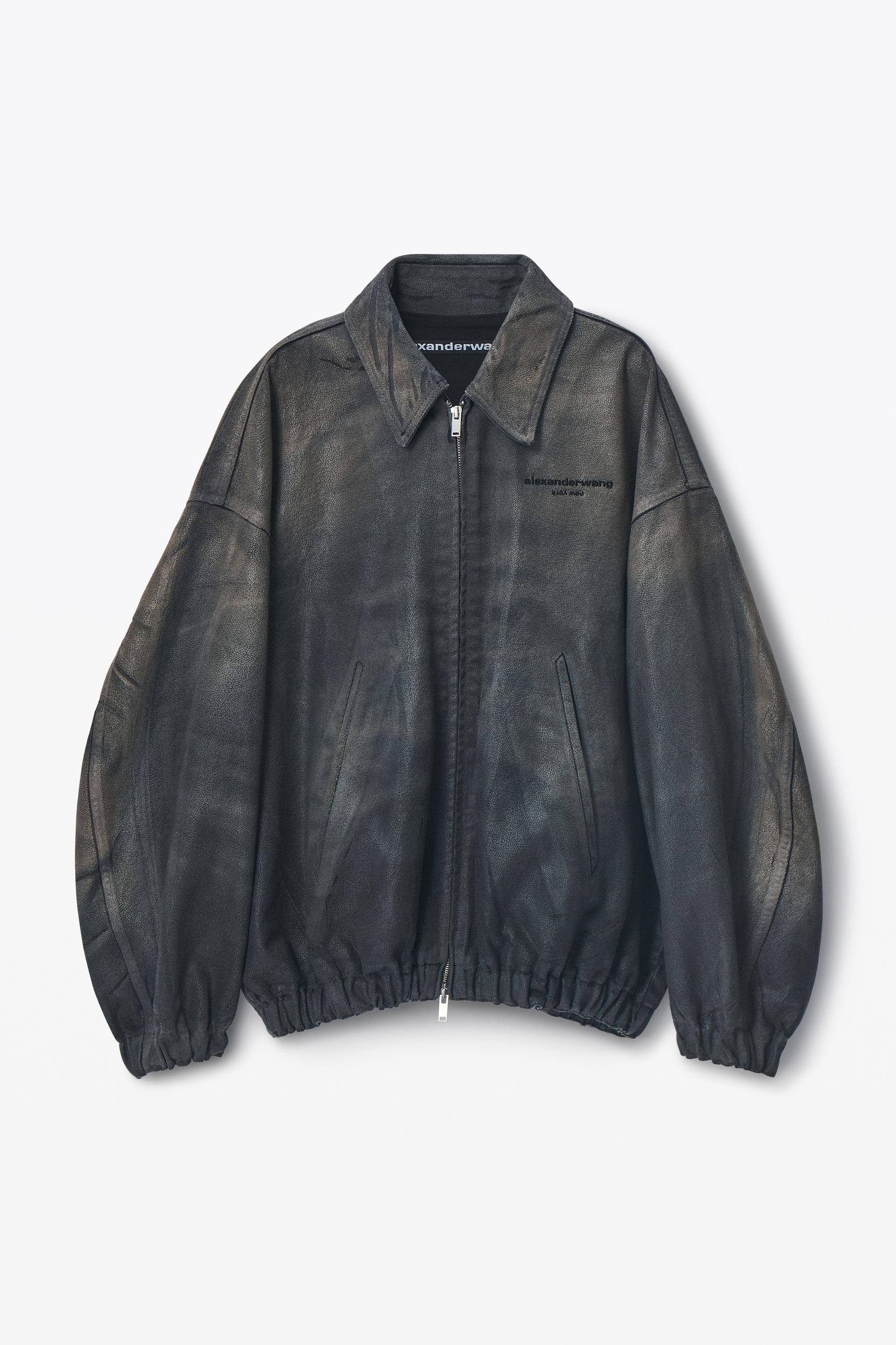 Black Leather Trompe-l'oeil Jacket Product Image