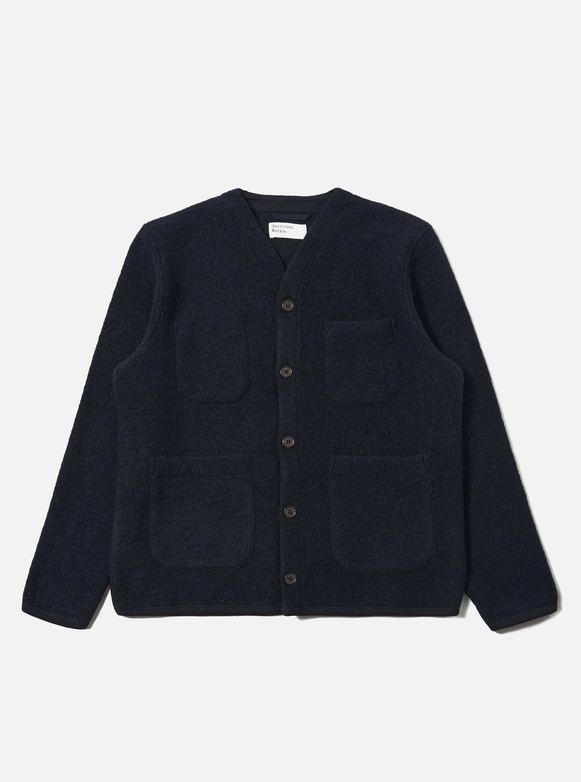 Universal Works Zip Bomber in Black Wool Fleece Product Image