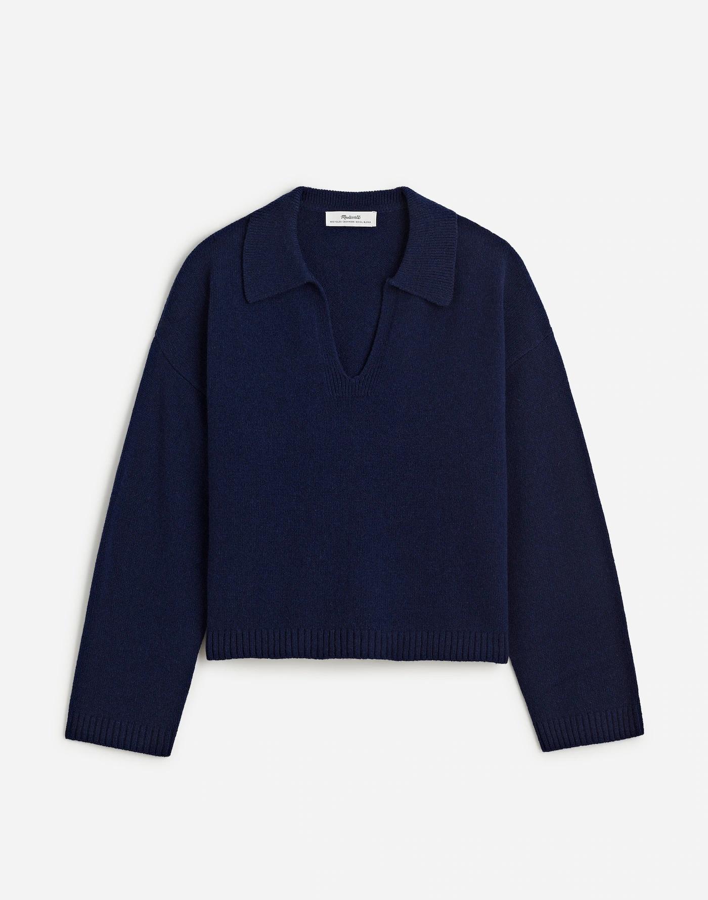 Cashmere-Wool Blend Polo Sweater Product Image