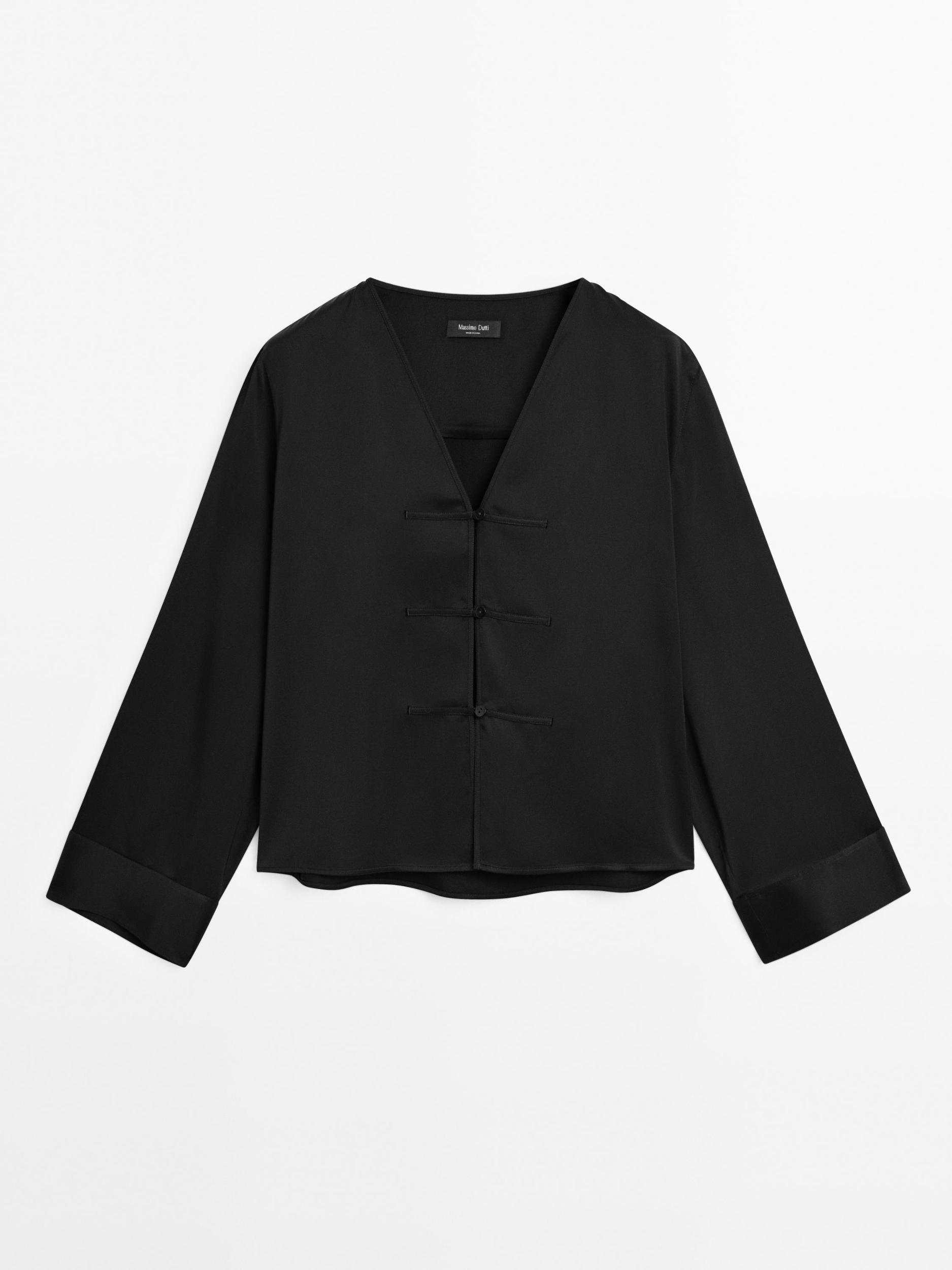 Satin blouse with button detail Product Image