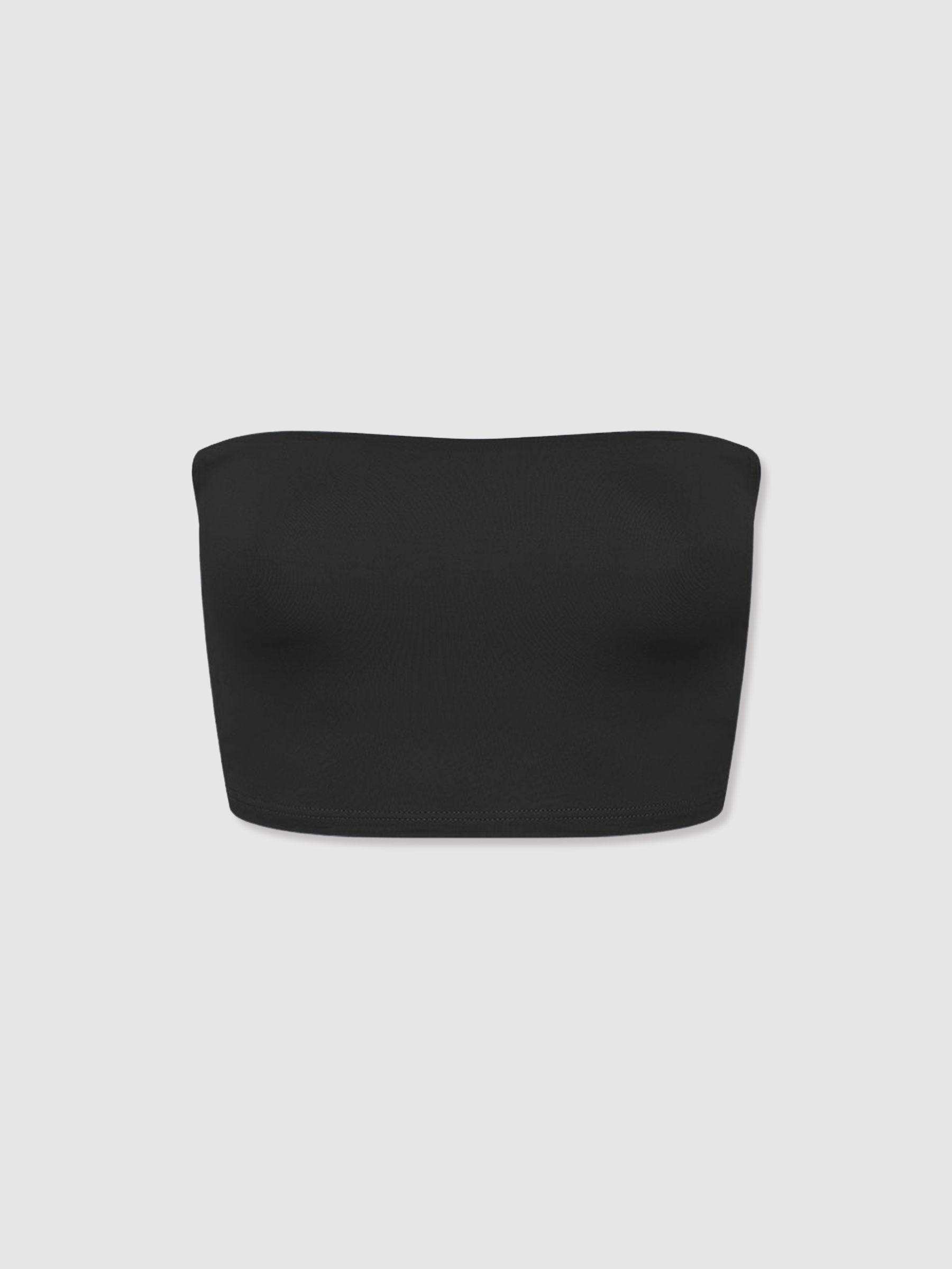 Bondi Born Removable Strap Bandeau Bikini Top in Black Product Image