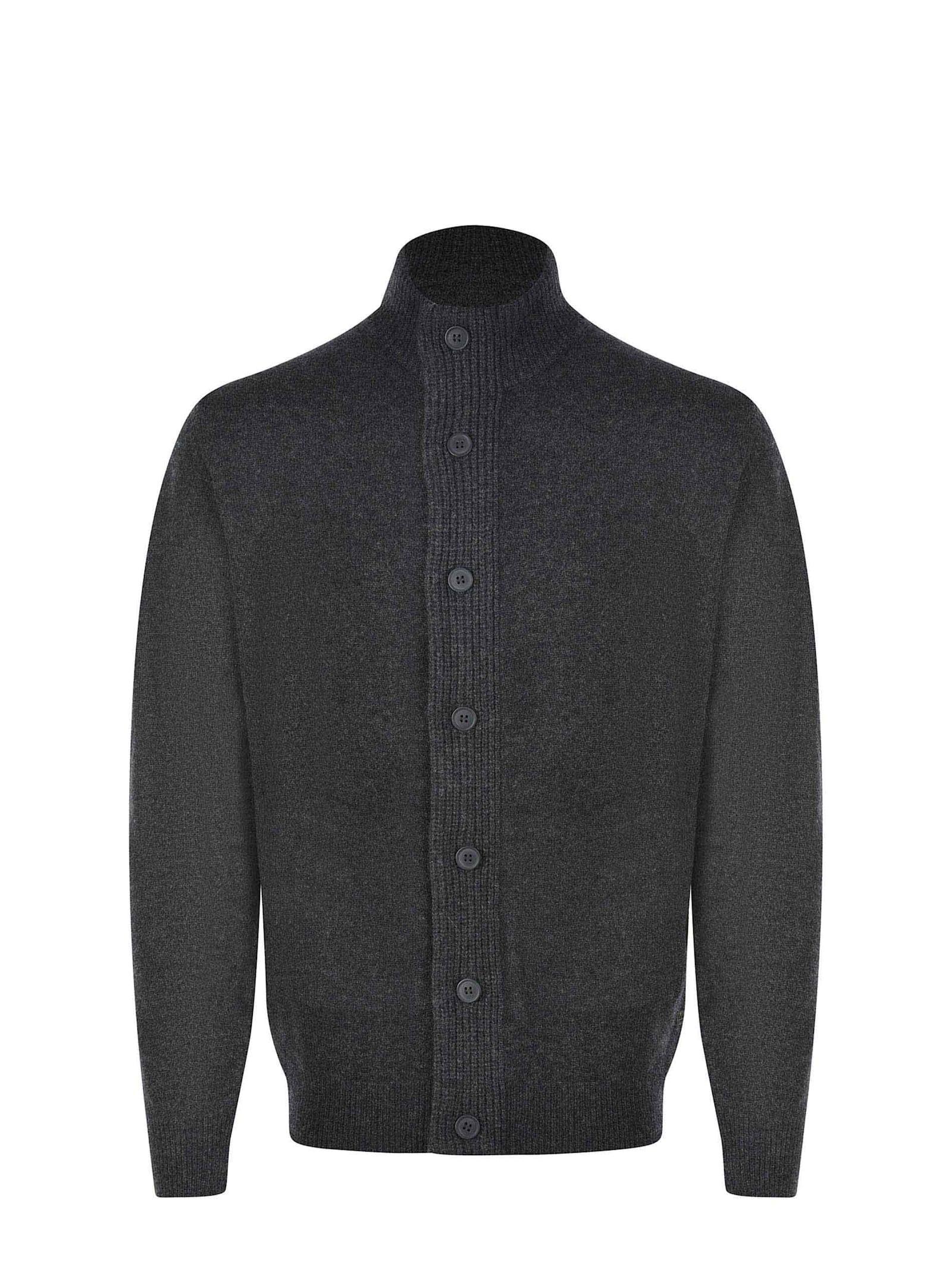 BARBOUR Logo Patch Knitted Cardigan In Grey Product Image