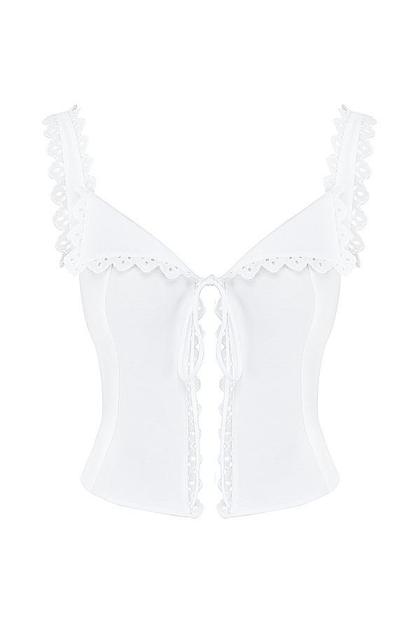 Amber White Lace Trim Top Product Image