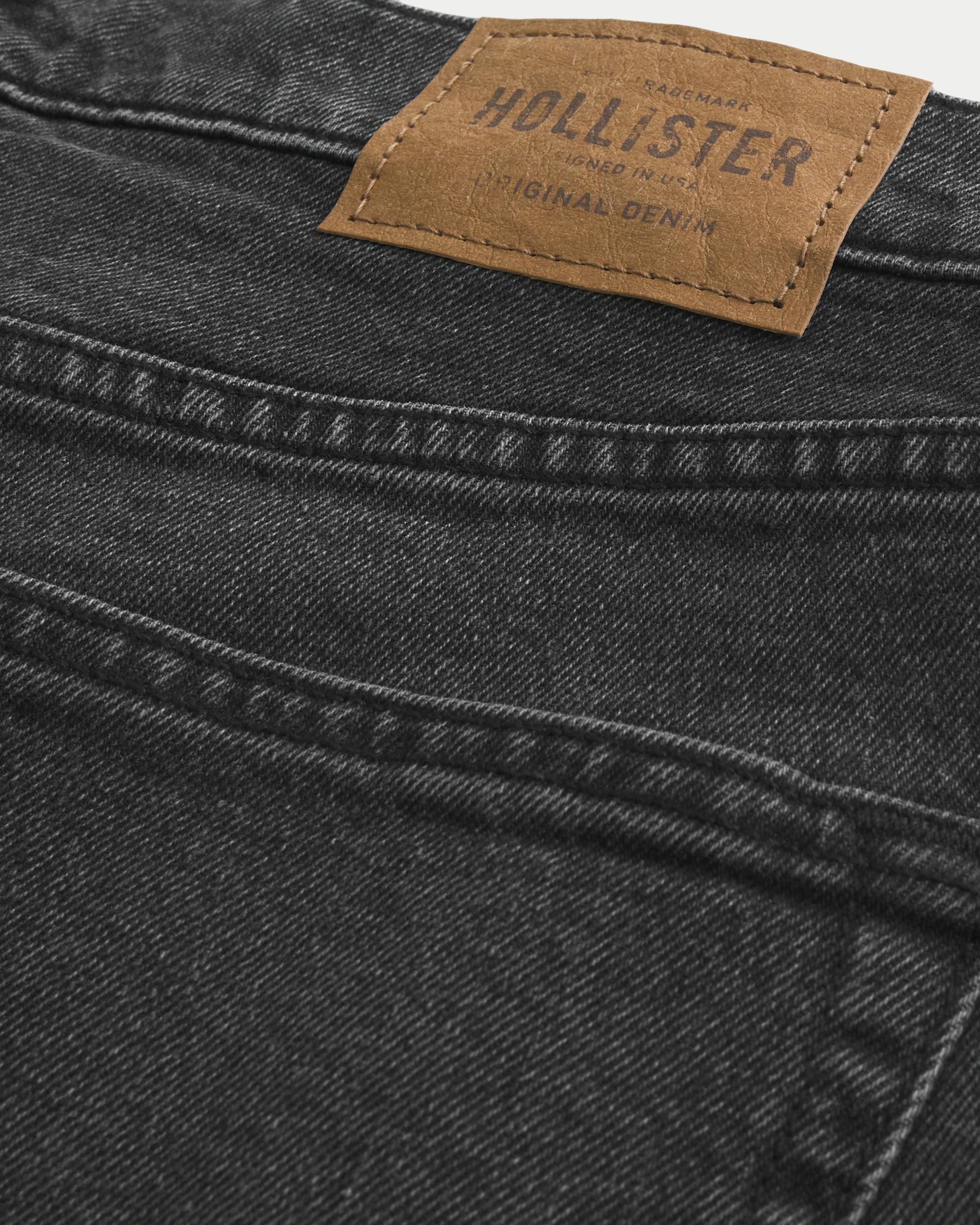 Washed Black Slim Straight Jeans Product Image