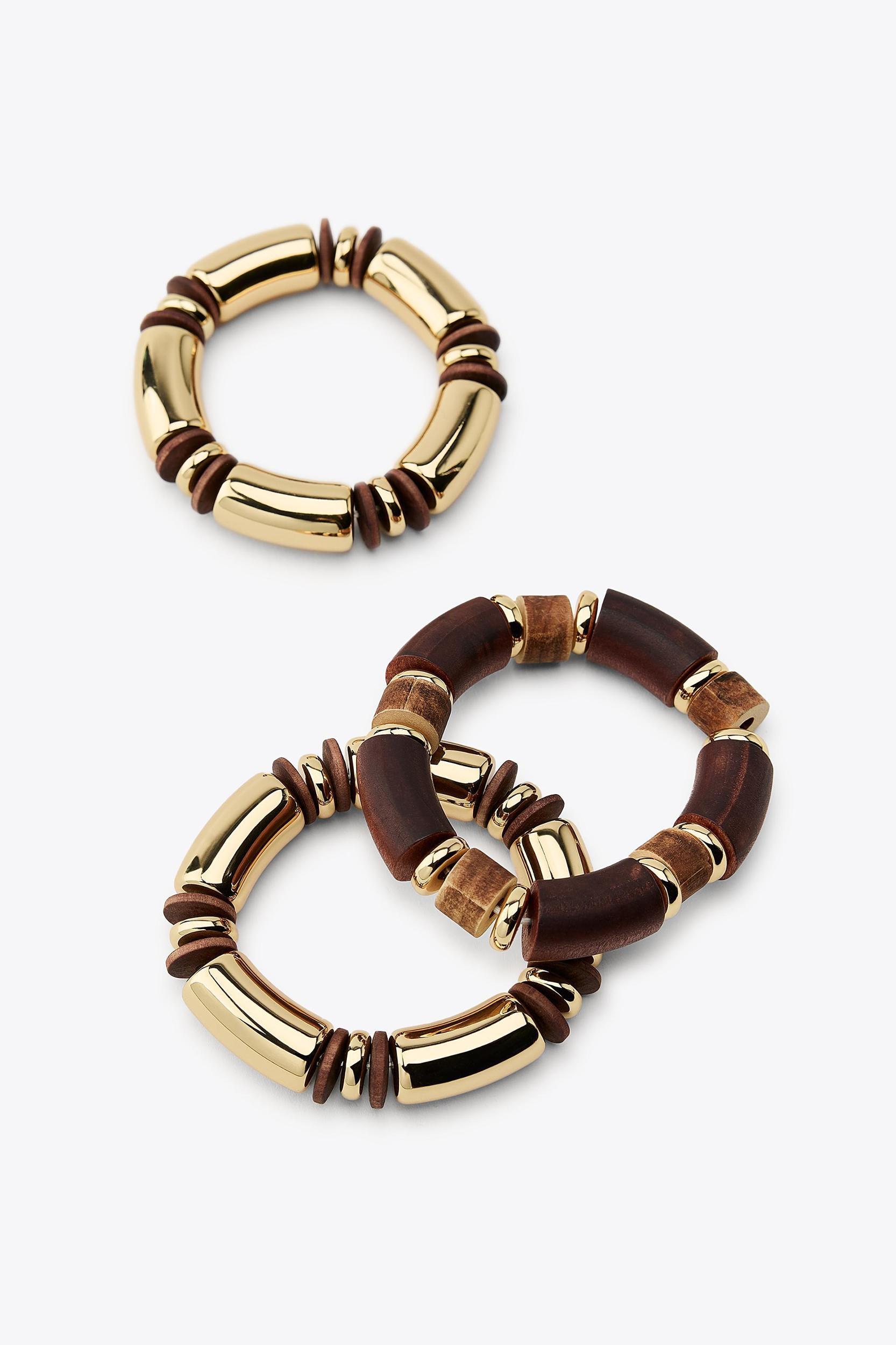 3-PACK OF ELASTIC WOOD BRACELETS Product Image