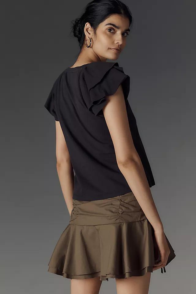 Maeve Scoop-Neck Flounce-Sleeve Tee Product Image