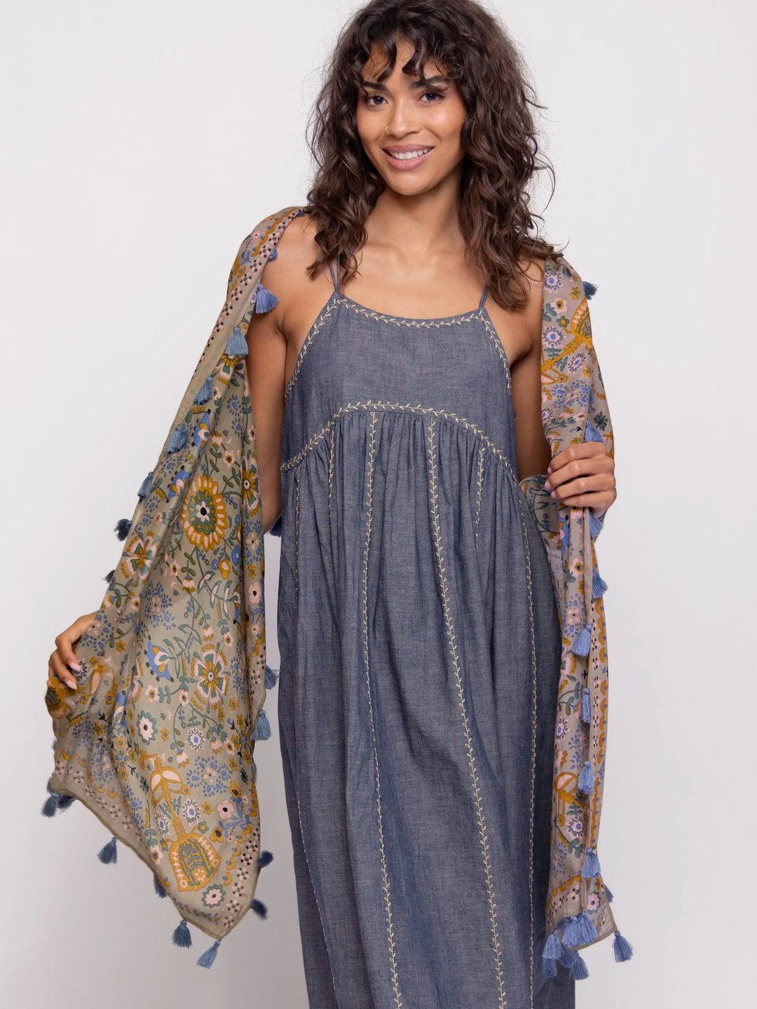 Sayulita Scarf - Blue Cream Floral Product Image