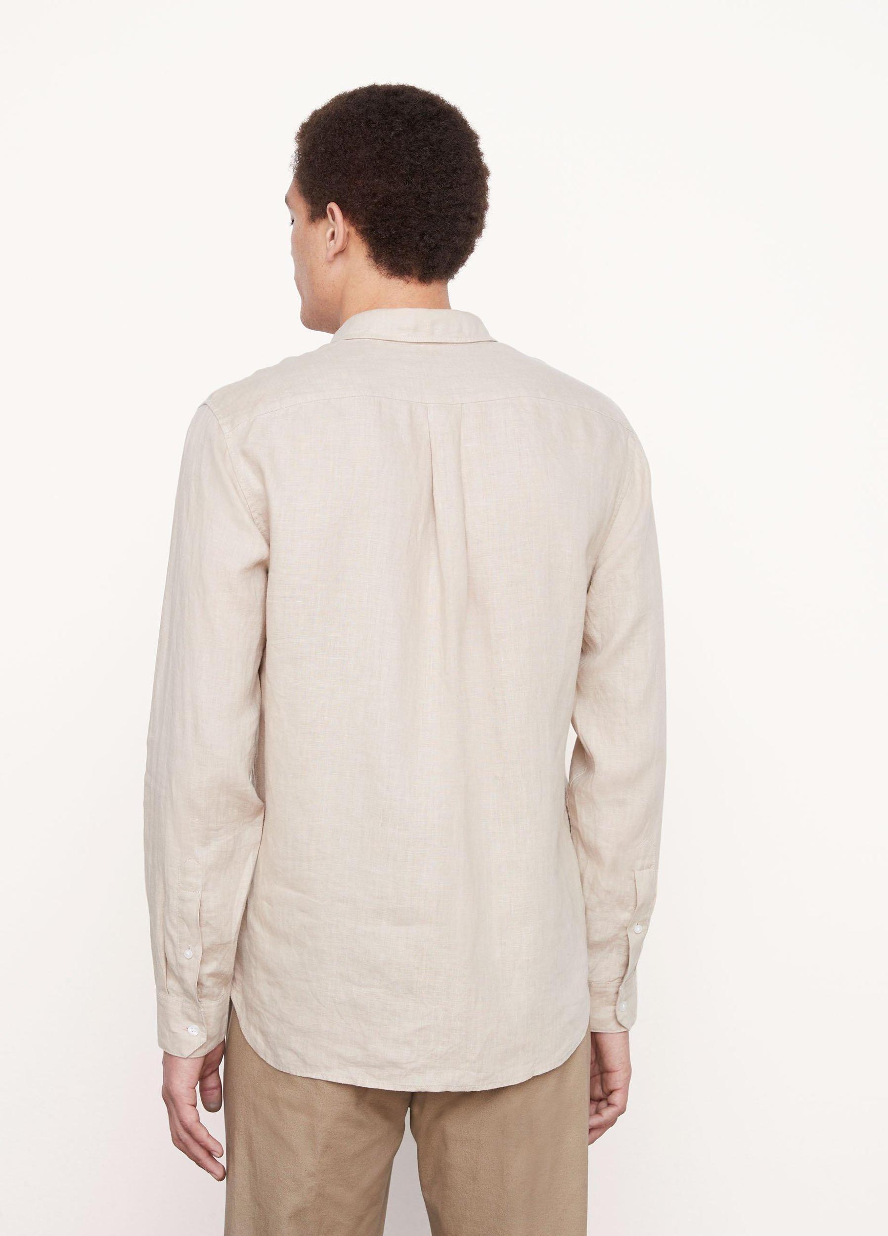 Mens Linen Long-Sleeve Shirt, Beach Sand, Size XL Vince Product Image