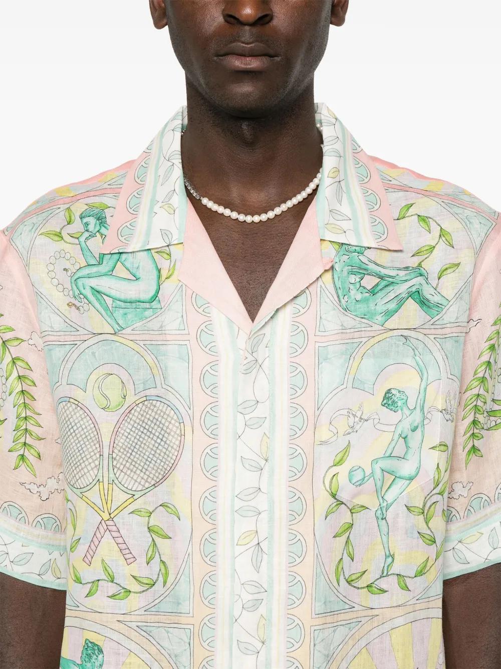 Vase-print linen shirt Product Image