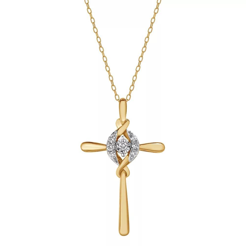 Diamond Brilliance 1/10 Carat T.W. Lab-Grown Diamond Cross Pendant Necklace, Women's, Size: 18", Gold Tone Product Image