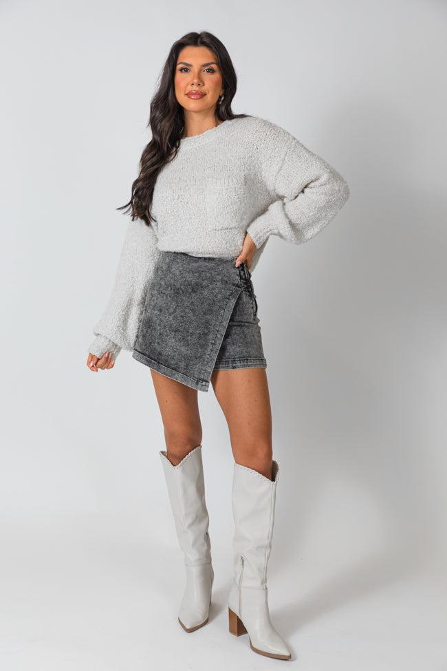 My Favorite Black Acid Wash Denim Skort Product Image