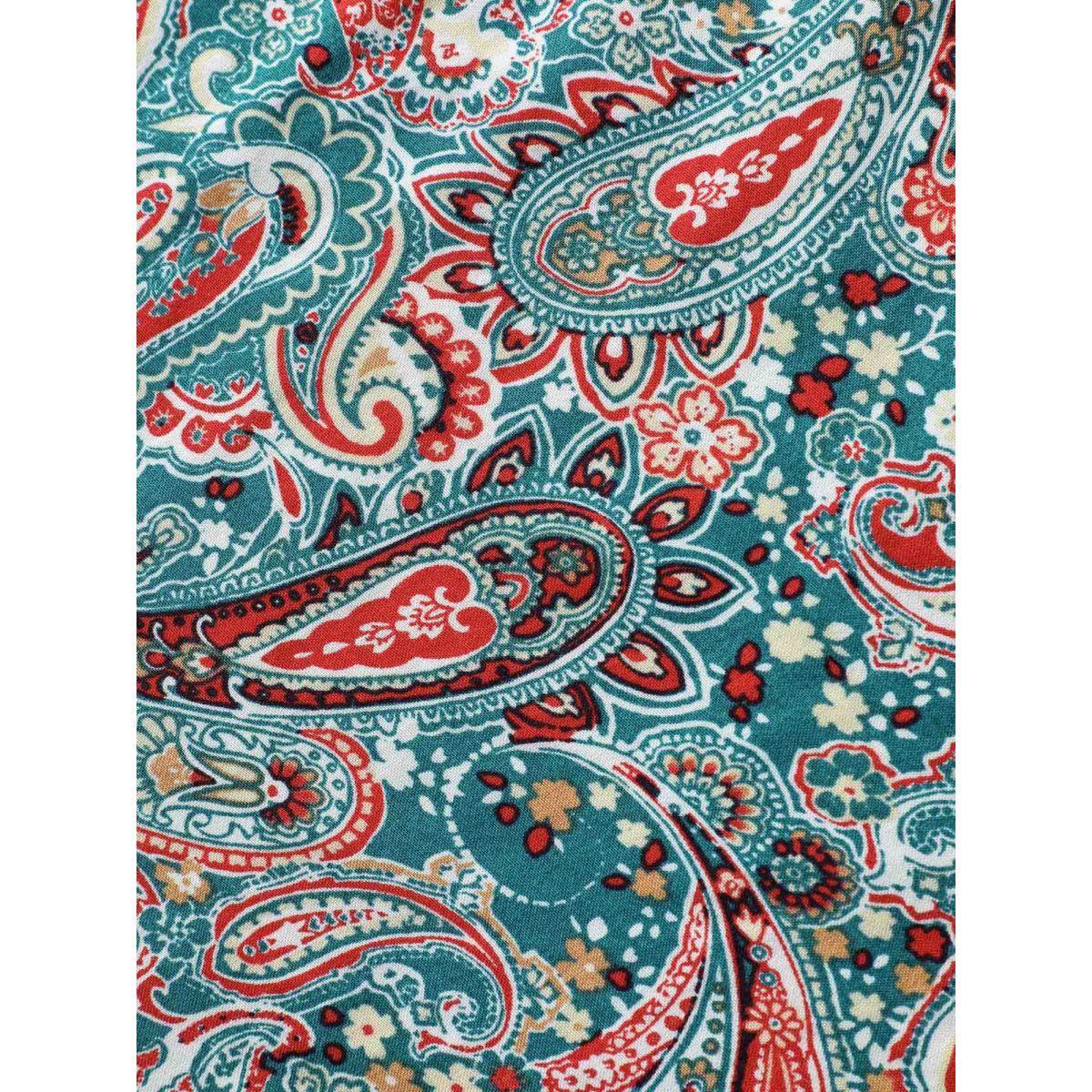 Plus Size DarkGreen Paisley Print V-Neck Flared Sleeve Blouse Women Half Sleeve V-neck Vacation Blouses BloomChic 14-16/1X Product Image