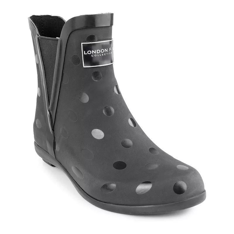 London Fog Piccadilly Women's Waterproof Rain Boots, Girl's, Size: 6, Black Floral Print Product Image