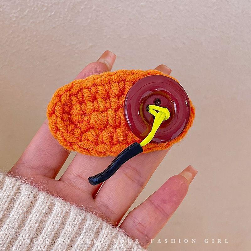 Button Knit Hair Clip Product Image