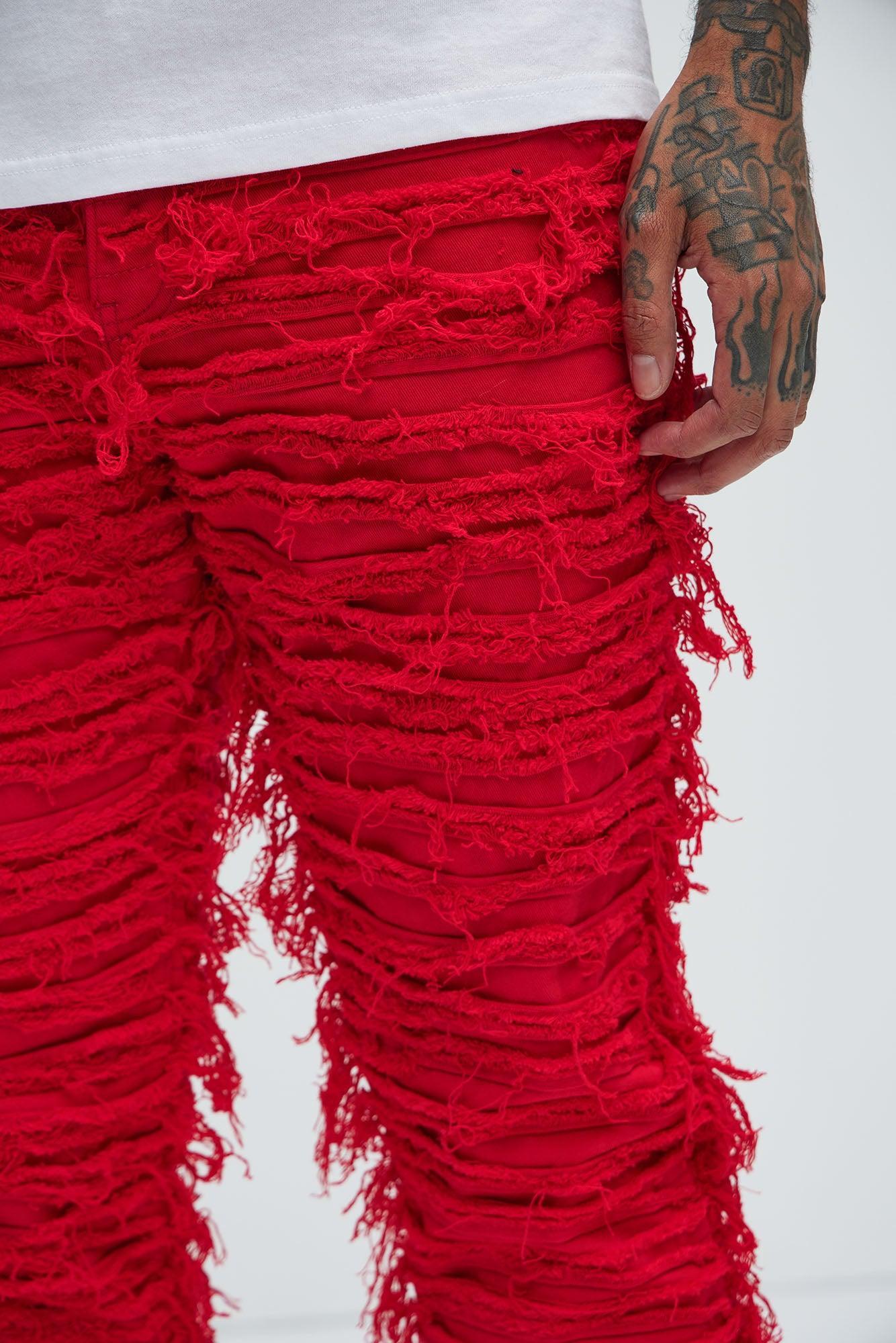 Crew Stacked Skinny Flare Pants - Red Product Image
