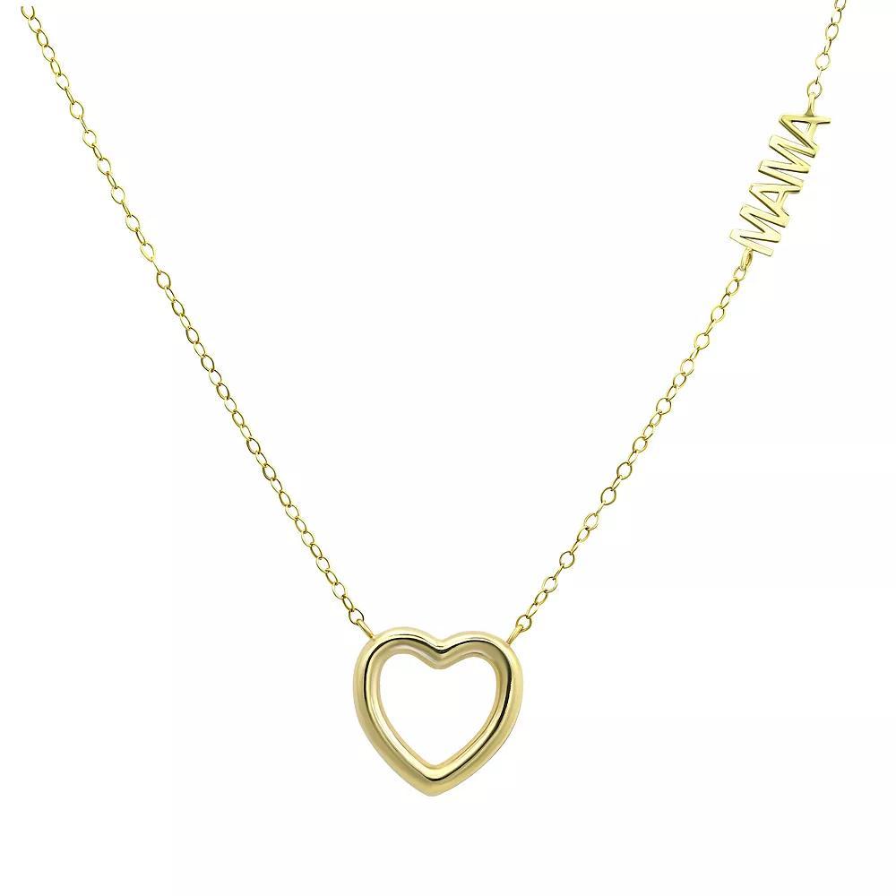 Taylor Grace 10k Gold Open Heart "Mama" Necklace, Women's, Size: 18" Product Image