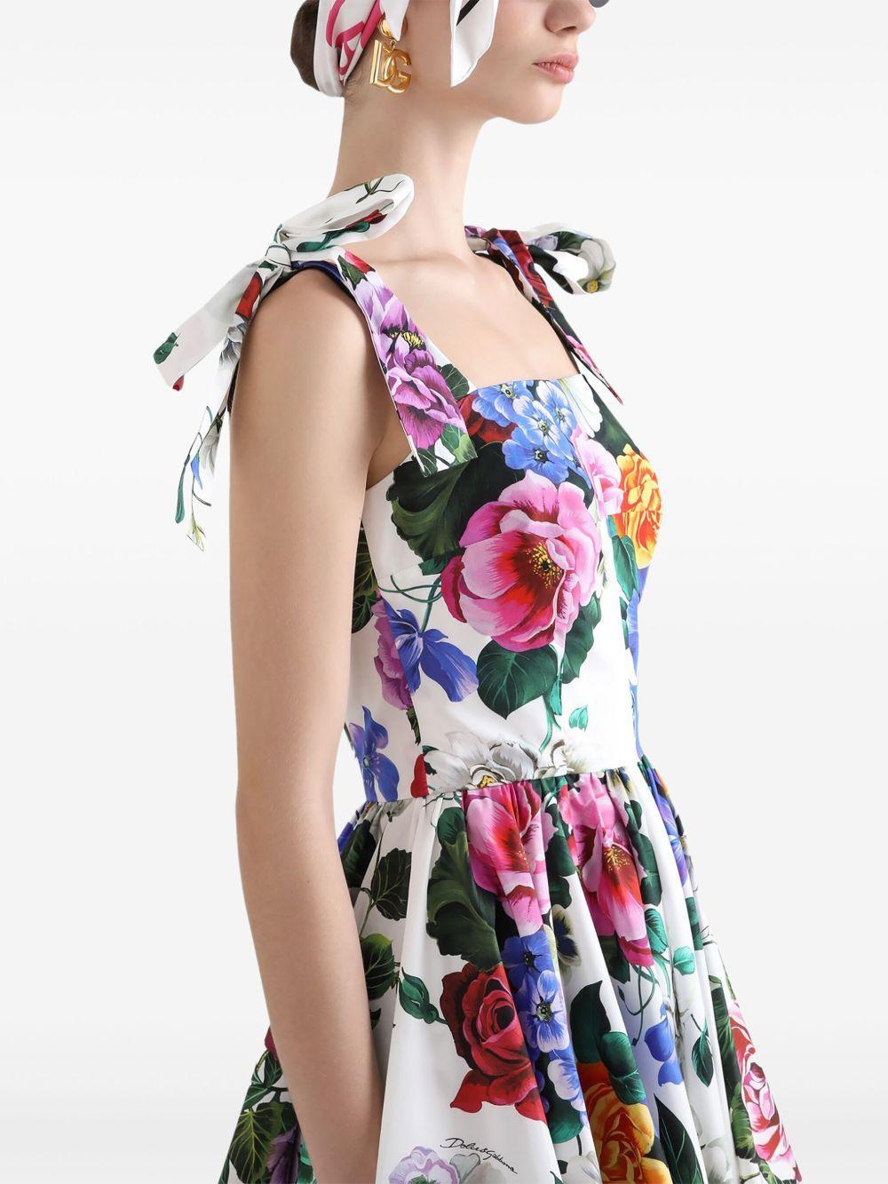 DOLCE & GABBANA Multicolor Sleelevelss Mini Dress With Square Neckline And All-over Floral Motif Product Image