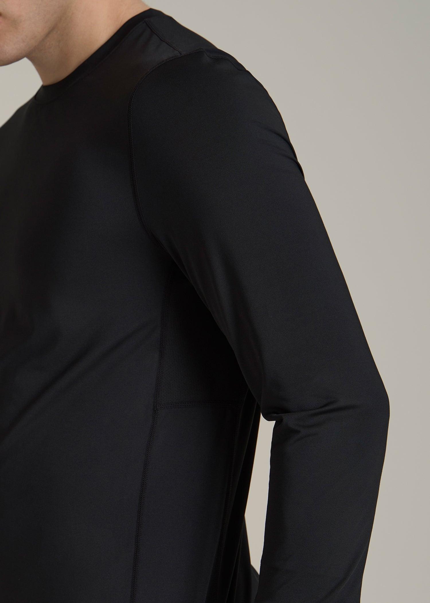 Long Sleeve UPF 50 Rash Guard for Tall Men in Black Product Image