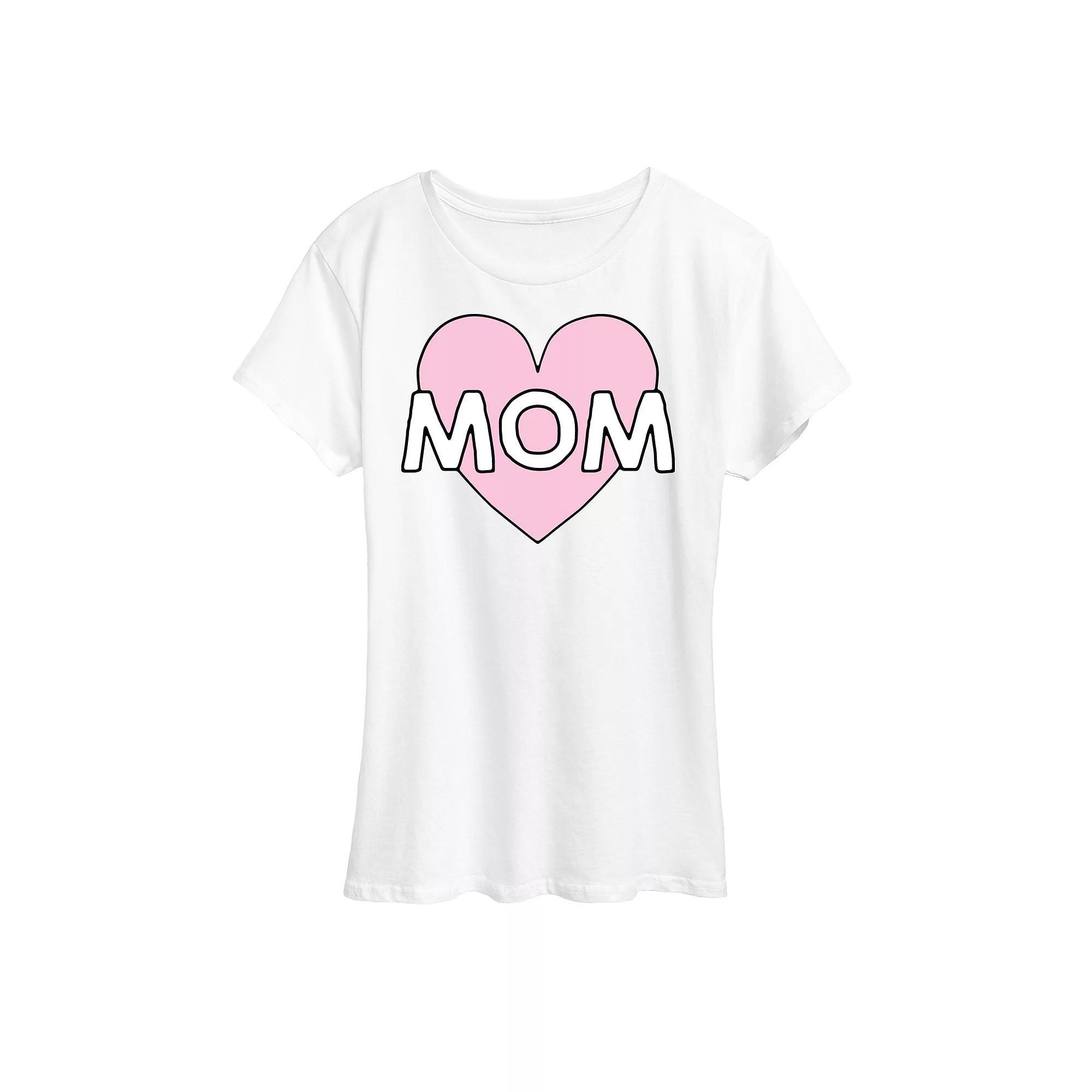 Women's Mom Heart Graphic Tee, Size: Medium, Grey Gray Product Image