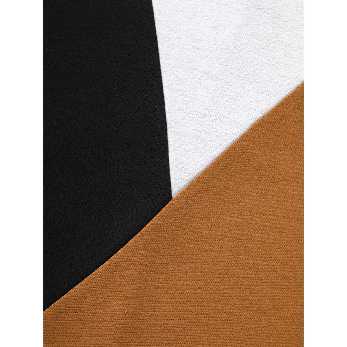 Plus Size Colorblock Contrast Pockets Knitted Midi Dress Yellowishbrown Women Casual Contrast Knit Dresses Bloomchic 30/6X Product Image