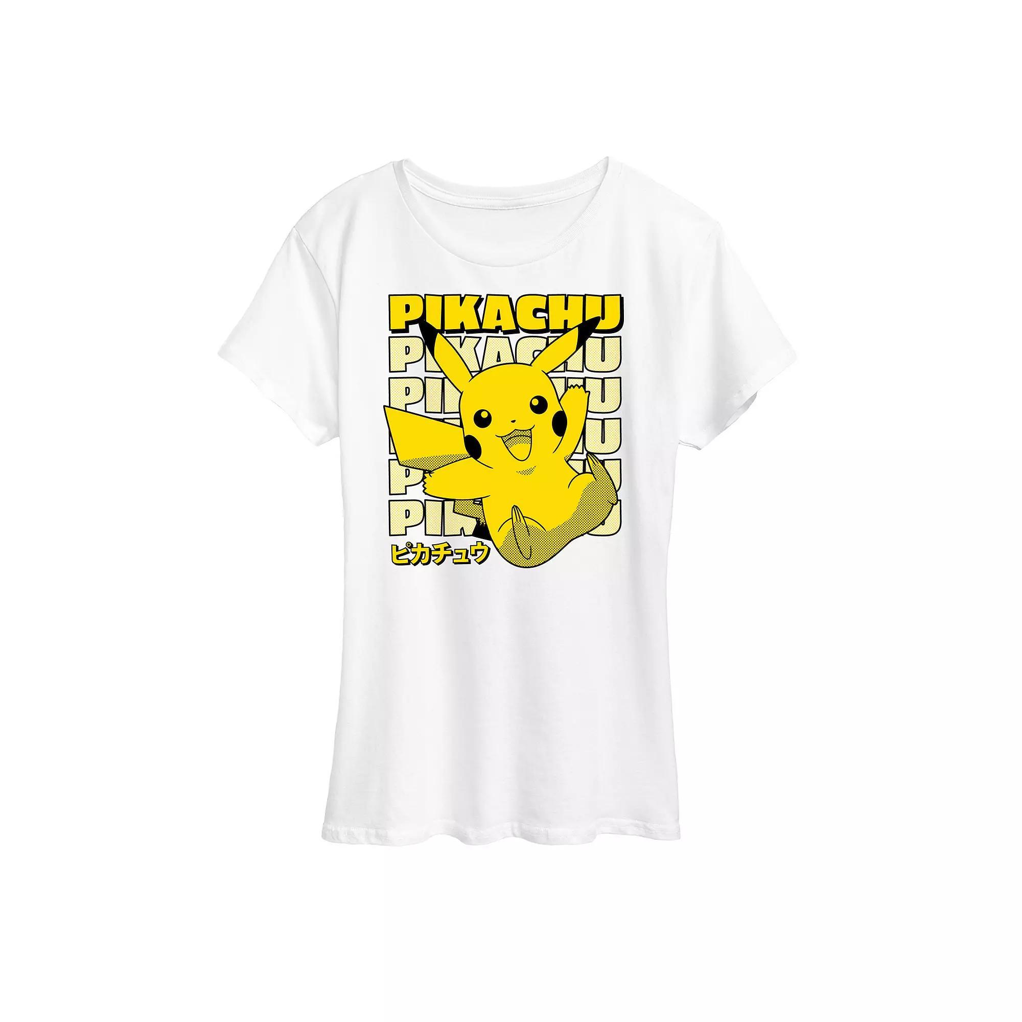 Womens Pokemon Pikachu Stack Graphic Tee Grey Gray Product Image