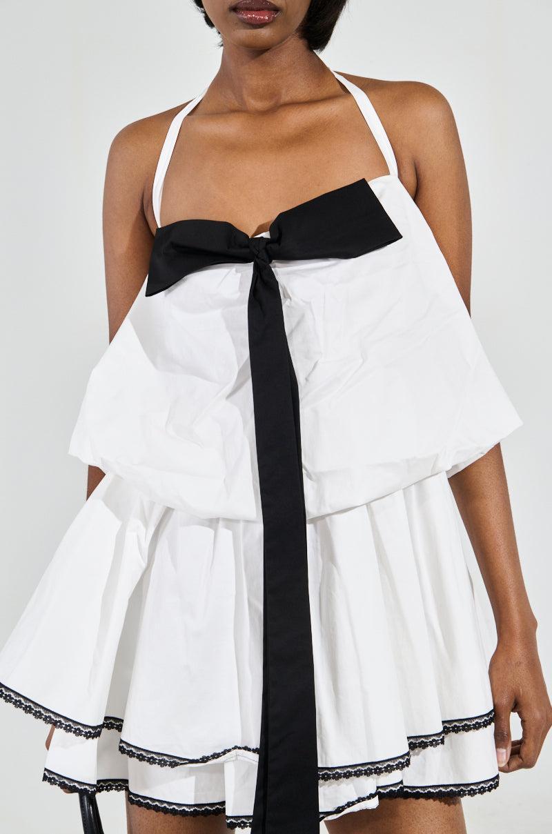 MIA POPLIN MINI DRESS WITH BOW Product Image