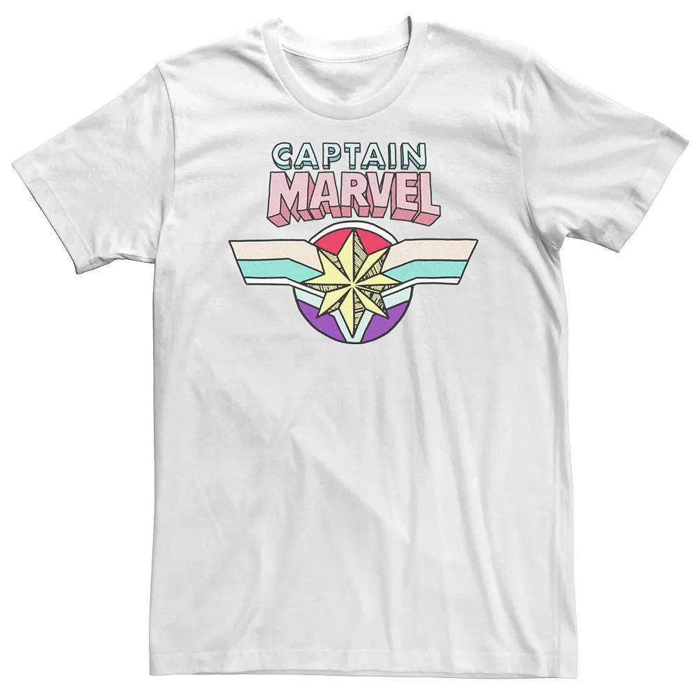 Big & Tall Captain Marvel Cartoon Style Graphic Tee, Men's, Size: XL Tall, White Product Image