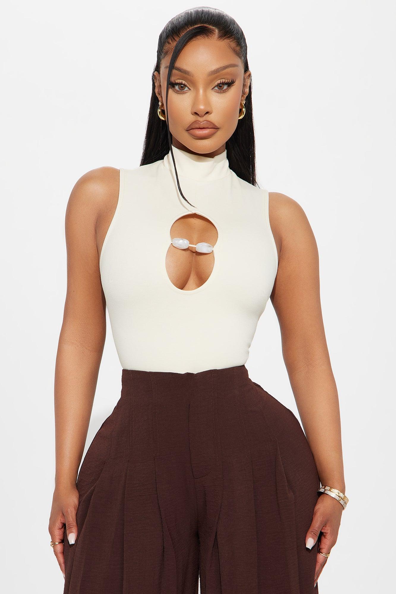Oona Cut Out Turtle Neck Bodysuit - Cream Product Image