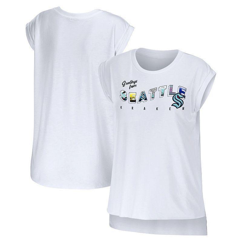 Women's WEAR by Erin Andrews White Chicago Cubs Greetings From T-Shirt, Size: Large Product Image