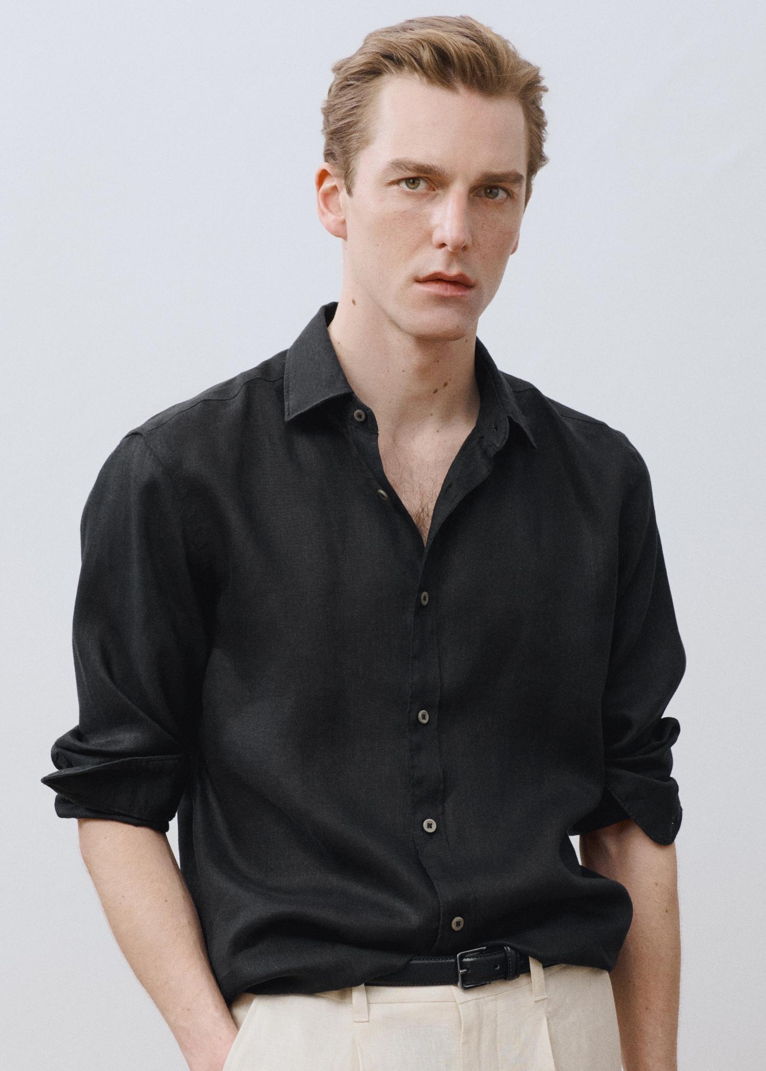 Linen 100% shirt - Men | MANGO USA Product Image
