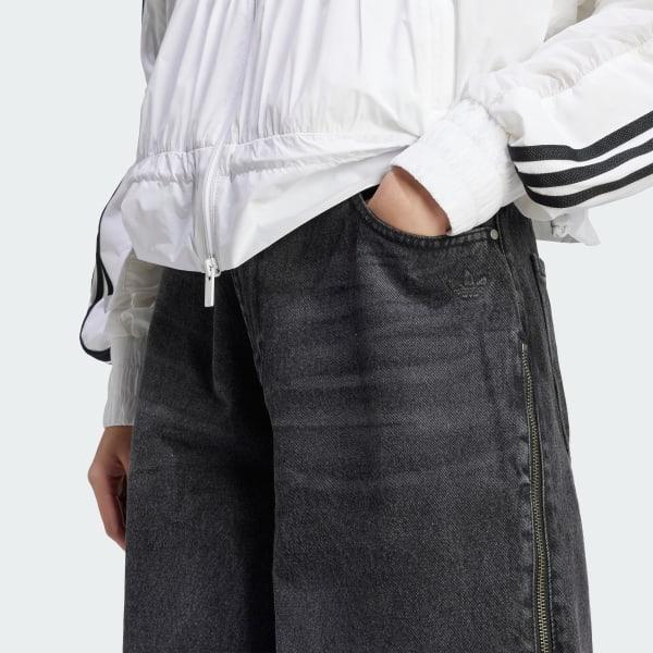 adidas Adilenium Season 3 Zip Washed Denim Pants Black 36 Womens Product Image