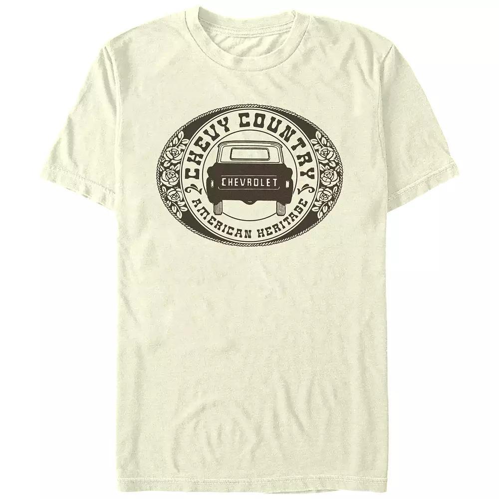 Men's Chevy Country American Heritage Badge Graphic Tee, Size: Large, Natural Product Image
