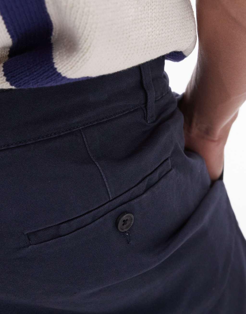 Topman skinny chino shorts in navy Product Image