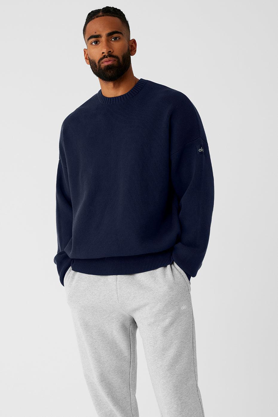 Scholar Crew Neck Sweater - Navy Male Product Image