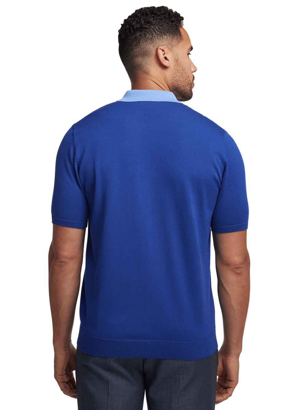 Cotton Button Front Polo - Blue Product Image